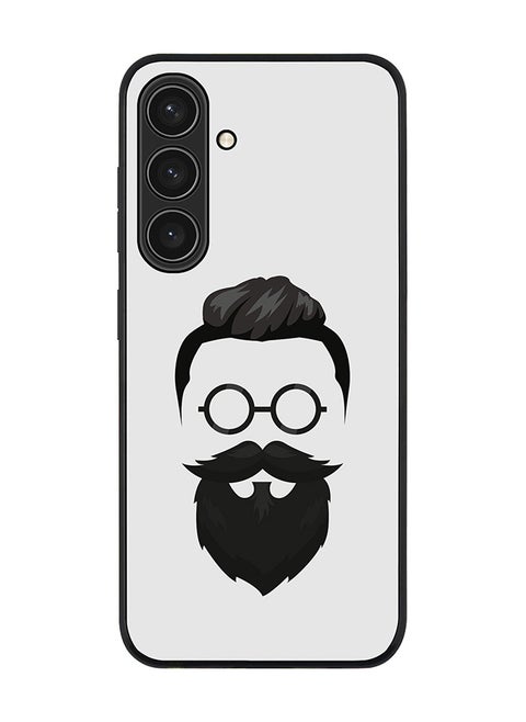 Rugged Black edge case for Samsung Galaxy S24 Plus, Slim fit Soft Case Flexible Rubber Edges Anti Drop TPU Gel Thin Cover- Beard Hipster