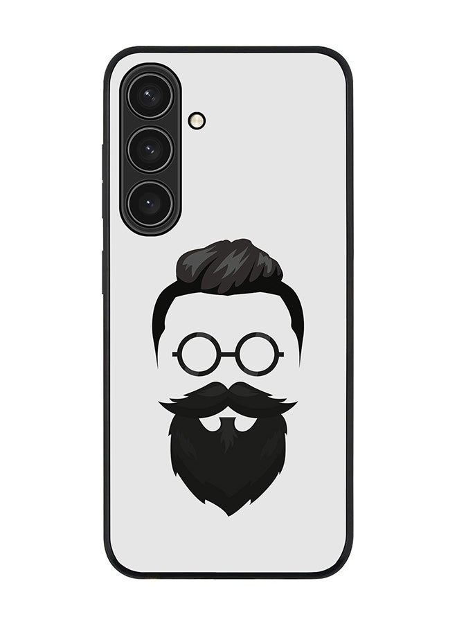 Rugged Black edge case for Samsung Galaxy S24 Plus, Slim fit Soft Case Flexible Rubber Edges Anti Drop TPU Gel Thin Cover- Beard Hipster