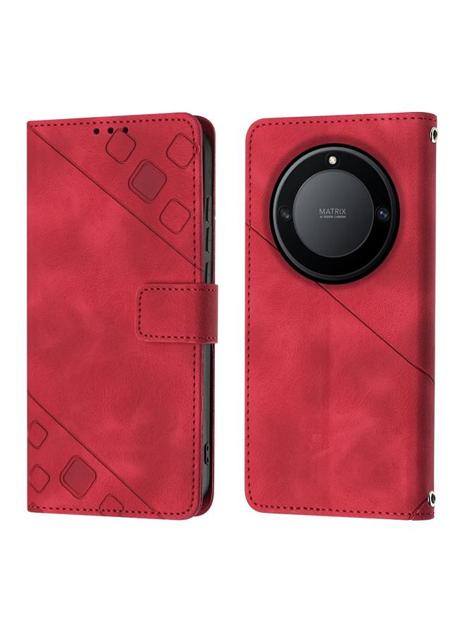 اس-توب جراب لهاتف Honor X9a 5G/Magic5 Lite مصنوع من الجلد المنقوش بملمس ناعم - Image 2