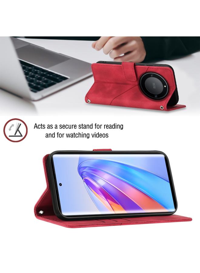 اس-توب جراب لهاتف Honor X9a 5G/Magic5 Lite مصنوع من الجلد المنقوش بملمس ناعم - Image 4