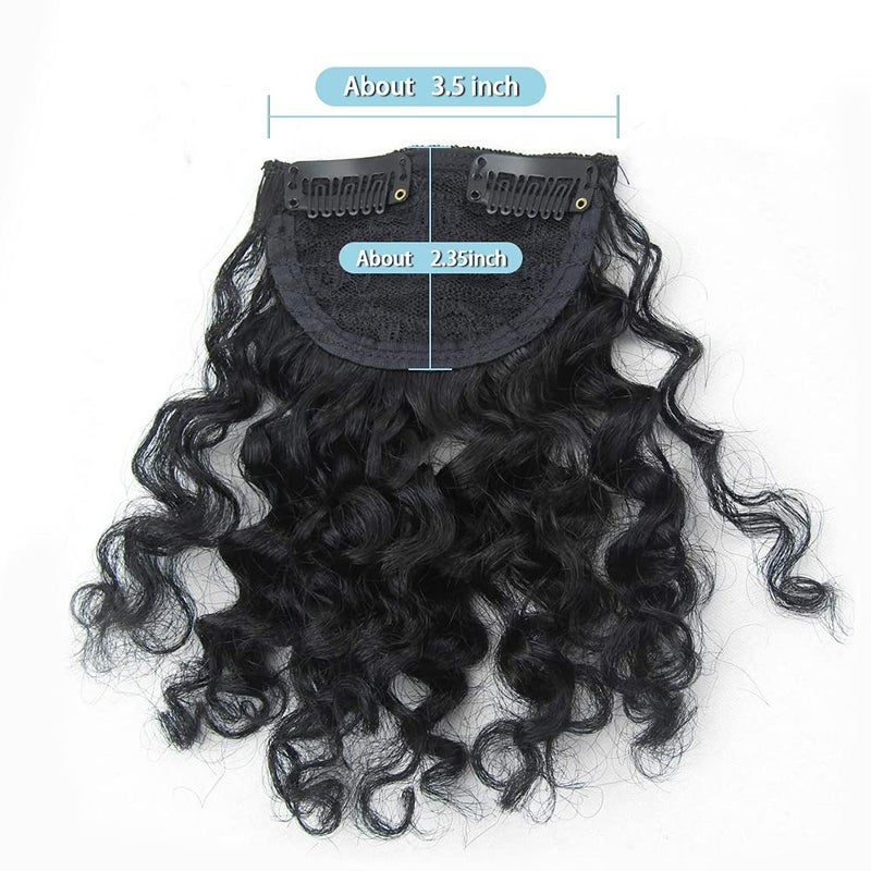 Shinon Curly Bangs Human Hair Clip in Bangs Hair Extension Real 10 A Curly Hair Bangs Black Color - Image 3