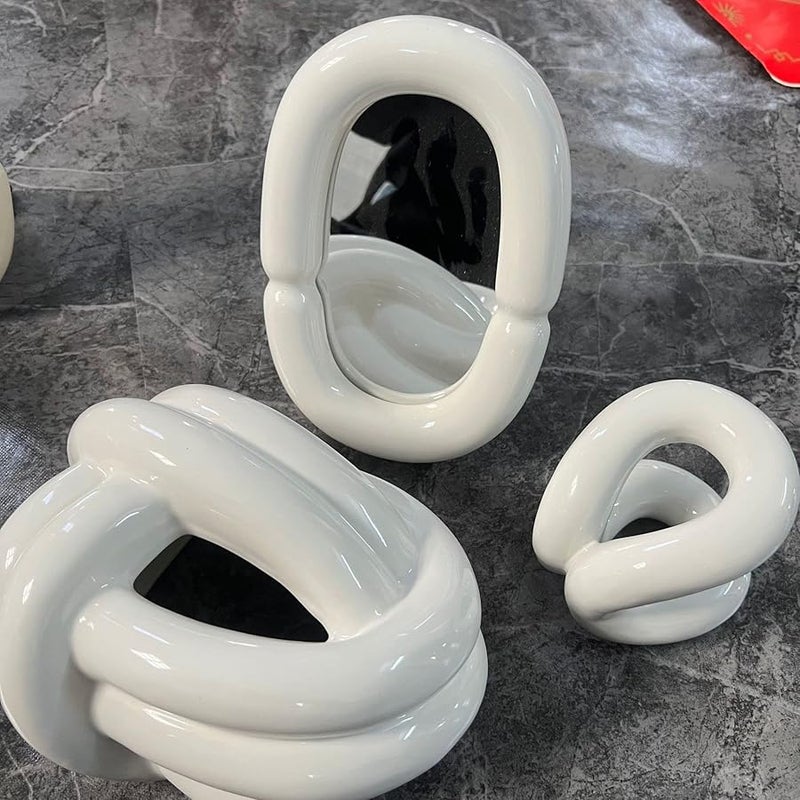 حامل علبة المناديل من السيراميك الأبيض الحليبي، تصميم حديث مجرد، زينة للطاولة الجانبية أو طاولة القهوة - Image 4