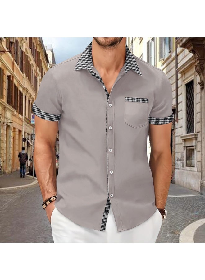 Men Cotton Linen Shirts Summer Spring Turn Down Collar Buttonshort sleeve Office Man Workwear Tops  - Image 1