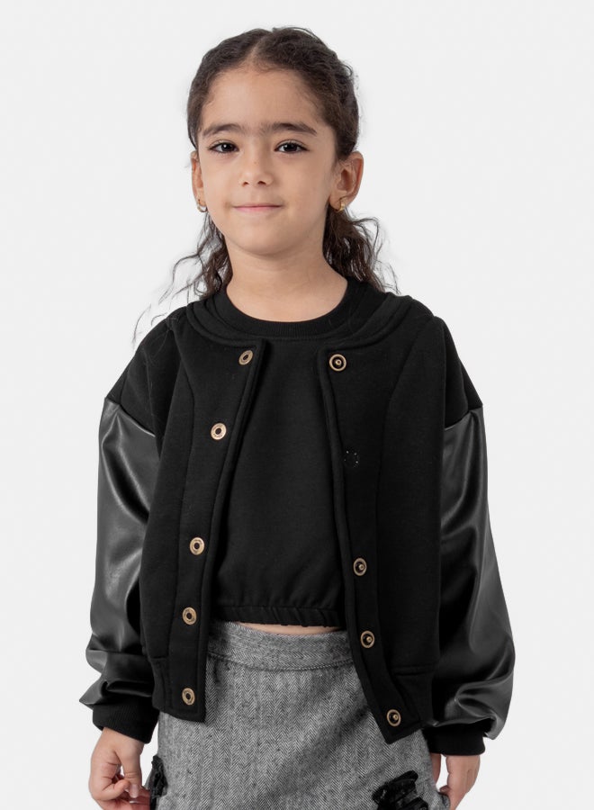 giggles Cotton jacket with leather sleeves - Image 1