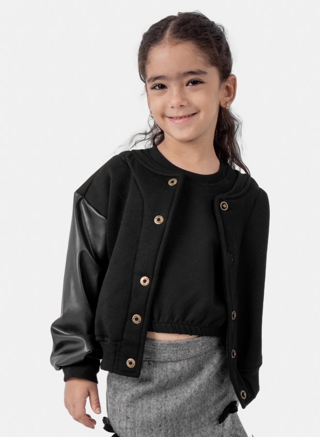 giggles Cotton jacket with leather sleeves - Image 2