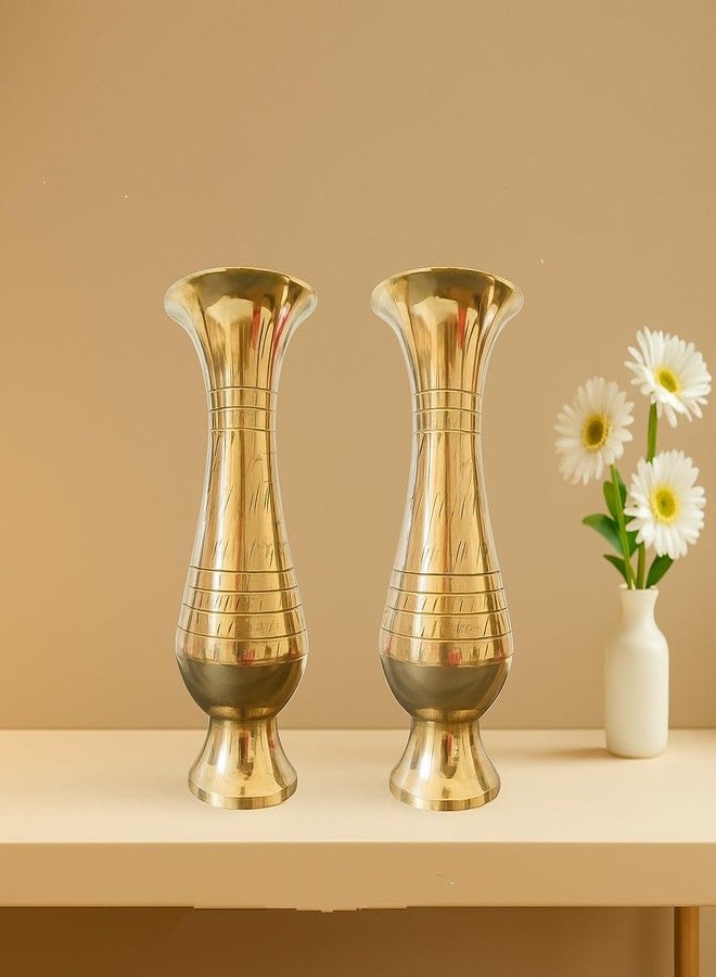 FOXEN COLLECTION مجموعة فوكسن: مزهرية زهور من النحاس الخالص، مصنوعة يدويًا، طقم من قطعتين، بتصميم كلاسيكي، لتزيين المنزل - Image 5