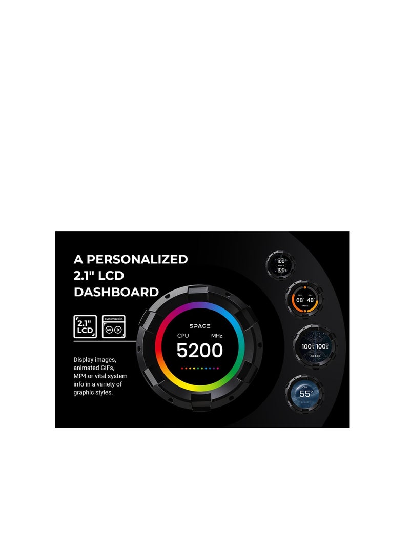 ID-COOLING SL360 CPU Liquid Cooler with Display, Customizable 2.1" LCD Display for Images or Performance Metrics, 360mm AIO Cooler, Three AF127 ARGB Fans, Fits Intel/AMD - Image 2