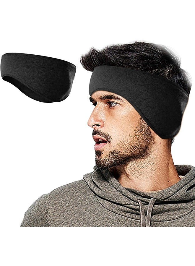 HY Ear Warmer Headband for Women Men Winter Fleece Thermal Cold Weather Windproof Covers Soft Full Cover Band Fitness Running Cycling, Black - Image 1