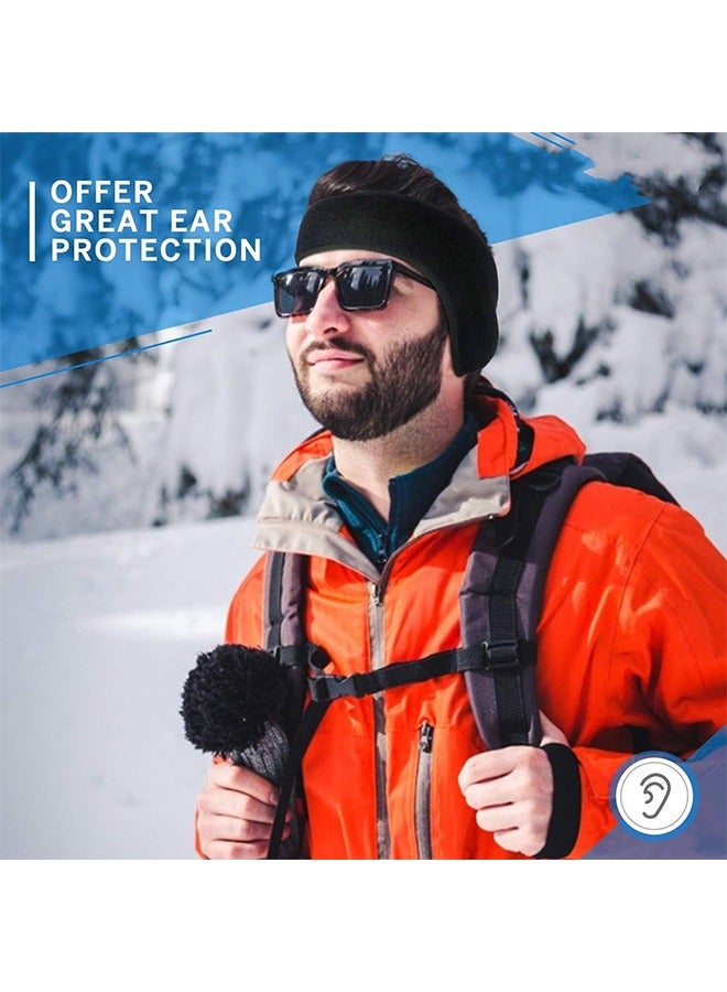 HY Ear Warmer Headband for Women Men Winter Fleece Thermal Cold Weather Windproof Covers Soft Full Cover Band Fitness Running Cycling, Black - Image 2