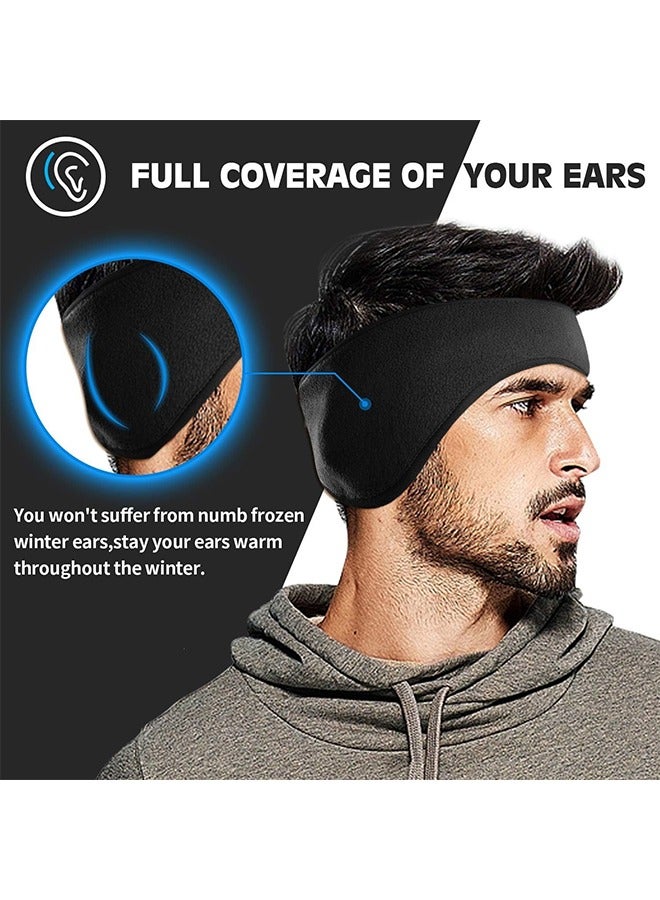 HY Ear Warmer Headband for Women Men Winter Fleece Thermal Cold Weather Windproof Covers Soft Full Cover Band Fitness Running Cycling, Black - Image 3