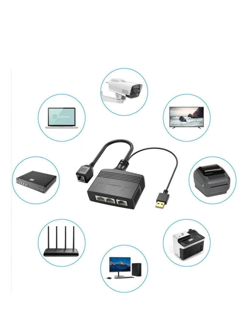 Excefore - موزع إيثرنت RJ45 من 1 إلى 2 مخرج، مع كابل طاقة USB، محول موزع إنترنت RJ45 بسرعة عالية 1000 ميجابت في الثانية لكابل Cat 5/5e/6/7/8، يدعم جهازين يعملان في وقت واحد - Image 1