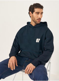 Acid Washed Number Print Oversized Hoodie