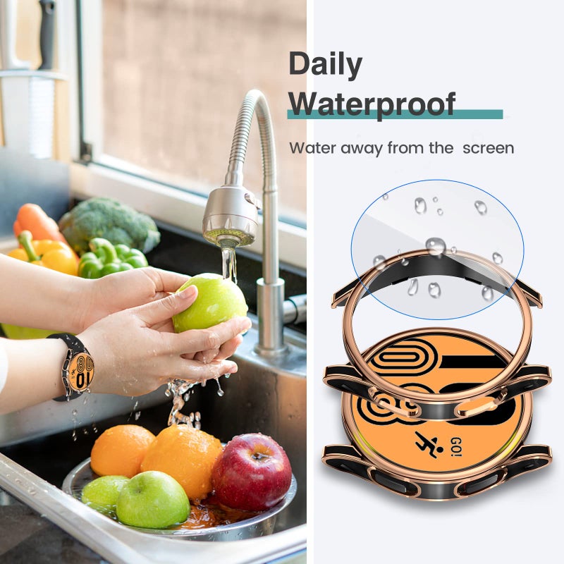 Tensea [4+4Pack for Samsung Galaxy Watch FE 2024/5 2022/4 2021 Screen Protector Case 40mm Accessories, Hard PC Bumper/HD Anti-Fog Tempered Glass Protective Film, Face Cover Set - Image 4