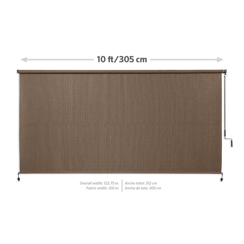 Coolaroo Outdoor Roller Shade with Wand - 95% UV Block Breathable Light Filtering Shade for Patio or Porch, Fade-Resistant, Easy-Clean Fabric, 10ft x 8ft, Walnut - Image 3