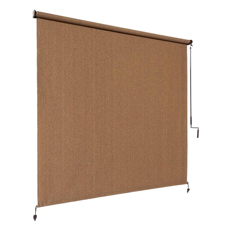 Coolaroo Outdoor Roller Shade with Wand - 95% UV Block Breathable Light Filtering Shade for Patio or Porch, Fade-Resistant, Easy-Clean Fabric, 10ft x 8ft, Walnut - Image 1