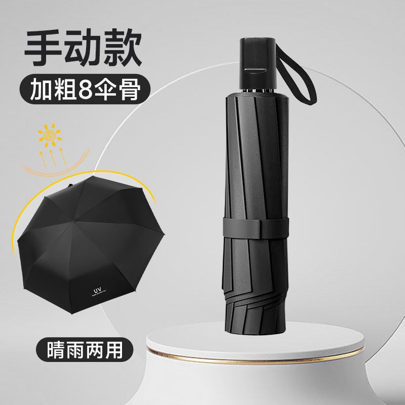 Large Automatic Umbrella UV Protection Sunshade 8-bone manual vinyl black 