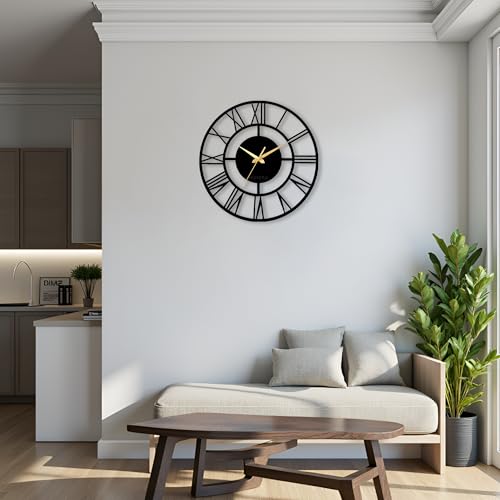 vissera Decorative Metal Wall Clock | Stylish & Fancy Silent Sweep Wall Clock for Living Room, Bedroom & Hall, Antique Designer Non-Ticking Wall Decor, Big Size Fancy Clock for Wall Decoration - Image 2
