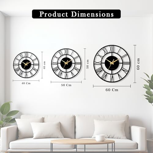 vissera Decorative Metal Wall Clock | Stylish & Fancy Silent Sweep Wall Clock for Living Room, Bedroom & Hall, Antique Designer Non-Ticking Wall Decor, Big Size Fancy Clock for Wall Decoration - Image 4