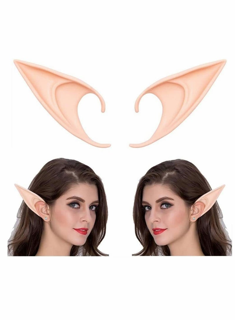 Excefore Pixie Elf Ears, Latex Dress Up Ears for Cosplay Fairy Soft Pointed Tips Anime Party Dress Up Costume Masquerade Accessories, for Any Themed Party (Skin Tone, 1 Pair) - Image 1