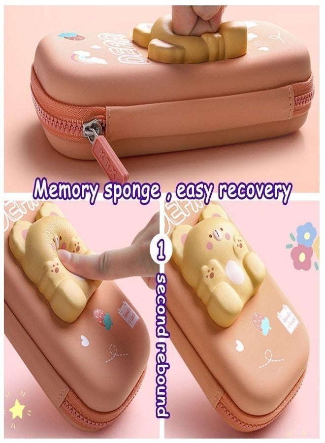 NGEL Cartoon Theme Decompression Soft Pencil Pouch || 3D EVA Pencil Pouch with Zipper || Multipurpose Pen & Pencil Pouch for Boys and Girls (Pack of 1) (Bear) - Image 3