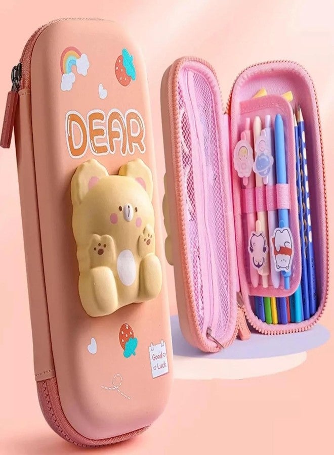 NGEL Cartoon Theme Decompression Soft Pencil Pouch || 3D EVA Pencil Pouch with Zipper || Multipurpose Pen & Pencil Pouch for Boys and Girls (Pack of 1) (Bear) - Image 2