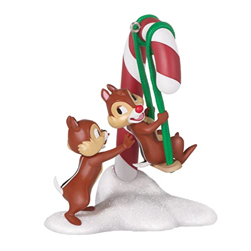 Hallmark Keepsake Plastic Christmas Ornament 2022 Disney Chip and Dale Swinging Into Shenanigans