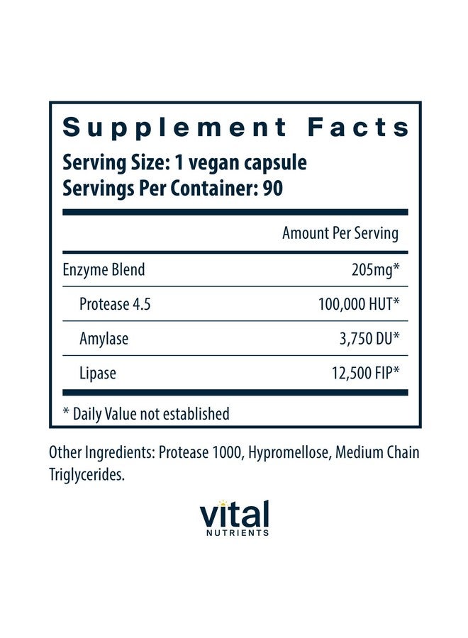 Vital Nutrients Vegan Pancreatic Enzymes - for Women & Men - Enzymes for Digestion Support Gut Health - Relief from Gas & Bloating - Gluten, Dairy, Soy Free - 90 Capsules - Image 2