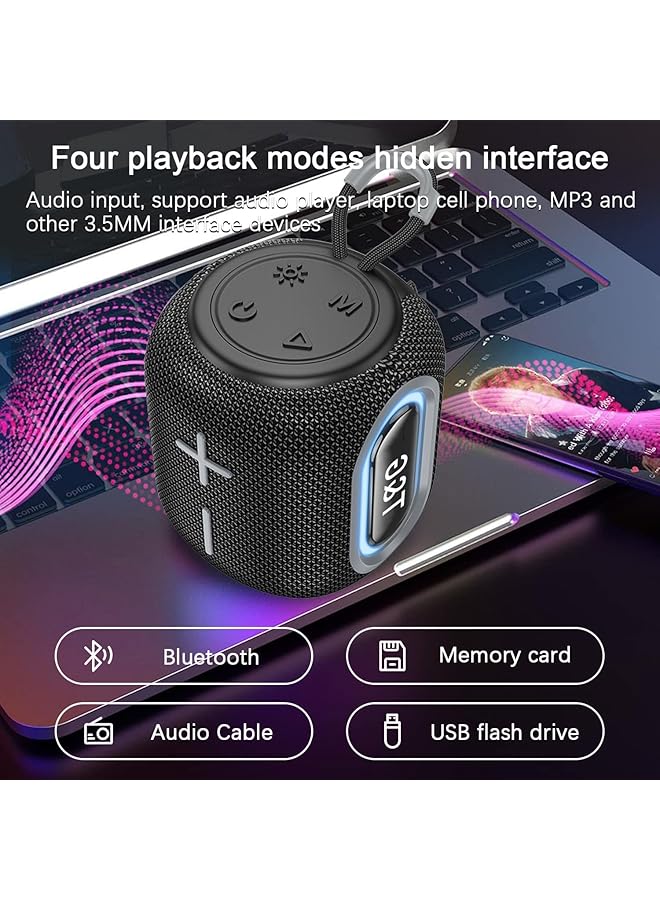 إيروريكس مكبر صوت محمول بتقنية البلوتوث 5.0 مع مكبر صوت لاسلكي مزدوج الاقتران مع أوضاع إضاءة LED متعددة وبطاقة Tws Fm Tf وU Disk - صوت محيطي عالي الدقة بزاوية 360 درجة ومدة تشغيل 24 ساعة - مثالي للسفر والتخييم والحفلات - Image 3