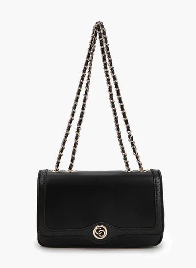 Celeste Solid Crossbody Bag with Chain Strap and Flap Closure