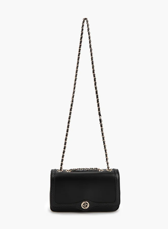 Celeste Solid Crossbody Bag with Chain Strap and Flap Closure