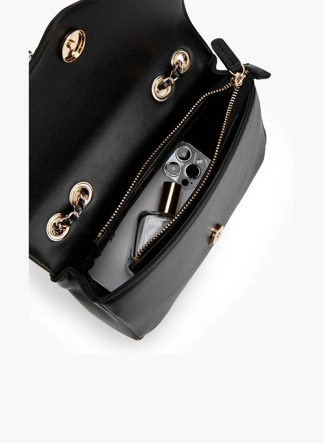 Celeste Solid Crossbody Bag with Chain Strap and Flap Closure