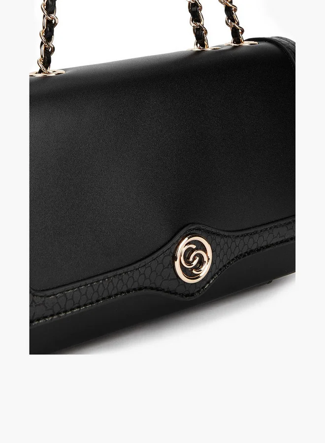 Celeste Solid Crossbody Bag with Chain Strap and Flap Closure