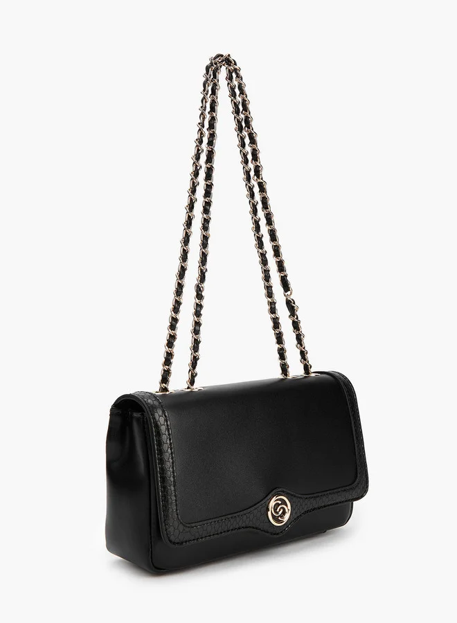 Celeste Solid Crossbody Bag with Chain Strap and Flap Closure