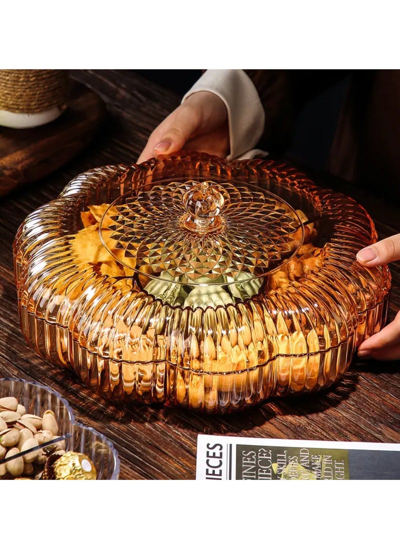 Tradeo Star Round Snack Serving Tray with Lid - Divided Serving Dishes Round Appetizer Platter - Removable Dried Fruit Organizer Plate for Candy Crackers Chips for Parties.  - Image 2