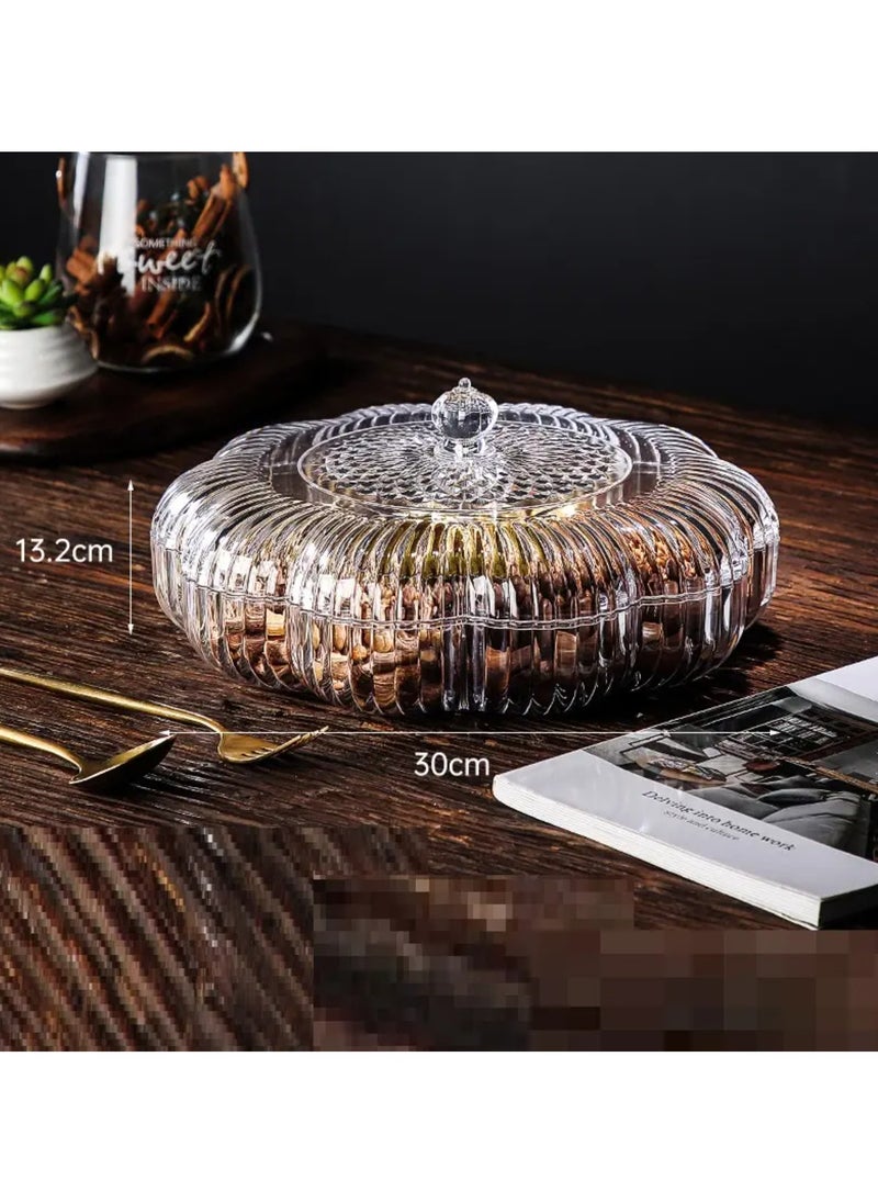 Tradeo Star Round Snack Serving Tray with Lid - Divided Serving Dishes Round Appetizer Platter - Removable Dried Fruit Organizer Plate for Candy Crackers Chips for Parties.  - Image 3