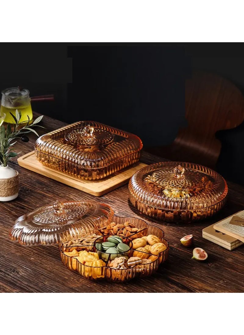 Tradeo Star Round Snack Serving Tray with Lid - Divided Serving Dishes Round Appetizer Platter - Removable Dried Fruit Organizer Plate for Candy Crackers Chips for Parties.  - Image 4