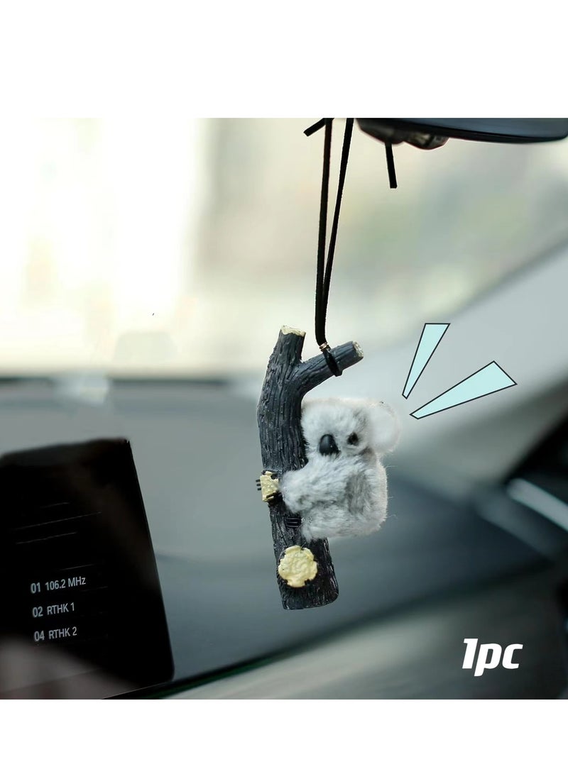 1pc Funny Koala Hugging Tree Car Interior Rear Mirror Hanging Accessories Decorations (Grey) - Image 1