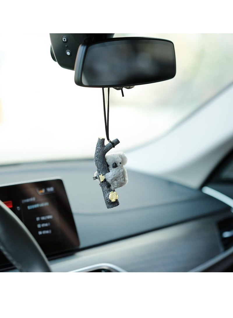 1pc Funny Koala Hugging Tree Car Interior Rear Mirror Hanging Accessories Decorations (Grey) - Image 2