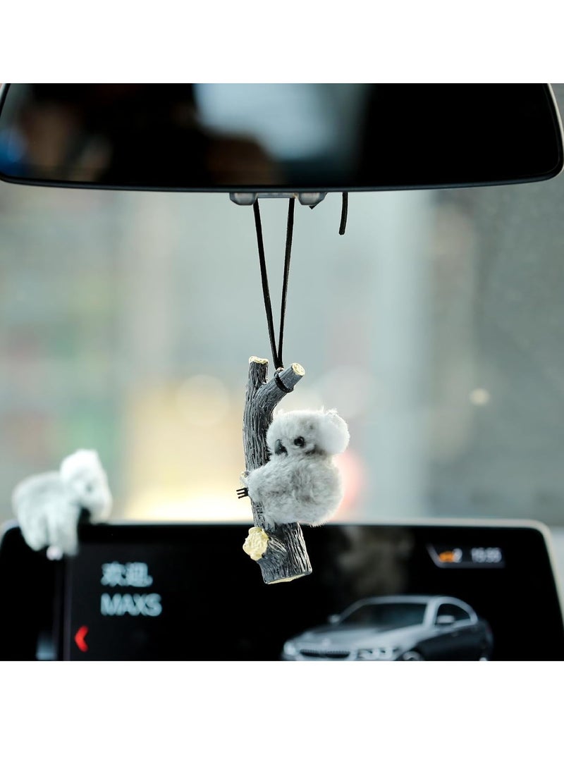 1pc Funny Koala Hugging Tree Car Interior Rear Mirror Hanging Accessories Decorations (Grey) - Image 3