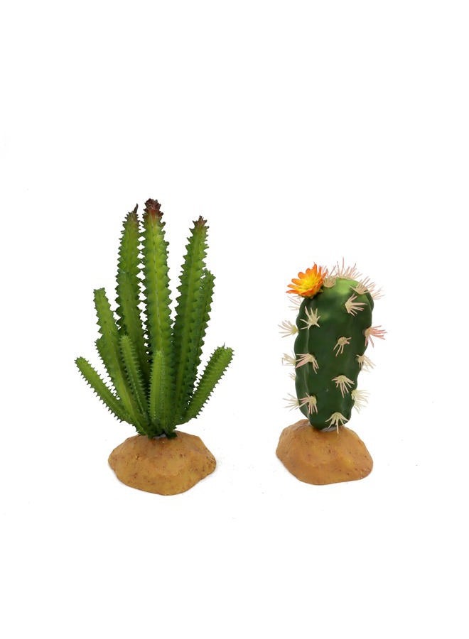 JIHAQUA Reptile Plants Succulent, Artificial Desert Rain Forests Plants for Lizard Bearded Dragon Chameleon Gecko Snake Amphibian Terrarium Decor (Set 2) - Image 1