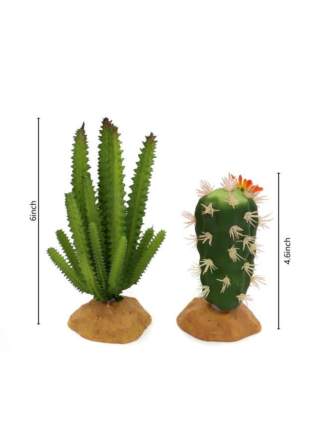 JIHAQUA Reptile Plants Succulent, Artificial Desert Rain Forests Plants for Lizard Bearded Dragon Chameleon Gecko Snake Amphibian Terrarium Decor (Set 2) - Image 2