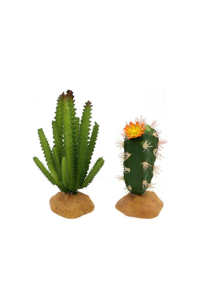 JIHAQUA Reptile Plants Succulent, Artificial Desert Rain Forests Plants for Lizard Bearded Dragon Chameleon Gecko Snake Amphibian Terrarium Decor (Set 2) - Image 5