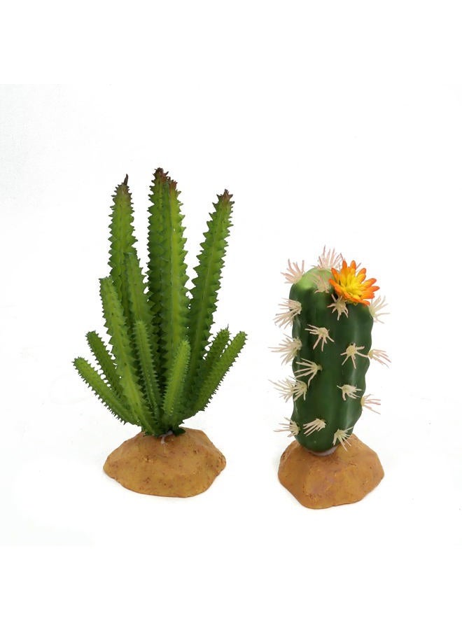 JIHAQUA Reptile Plants Succulent, Artificial Desert Rain Forests Plants for Lizard Bearded Dragon Chameleon Gecko Snake Amphibian Terrarium Decor (Set 2) - Image 3