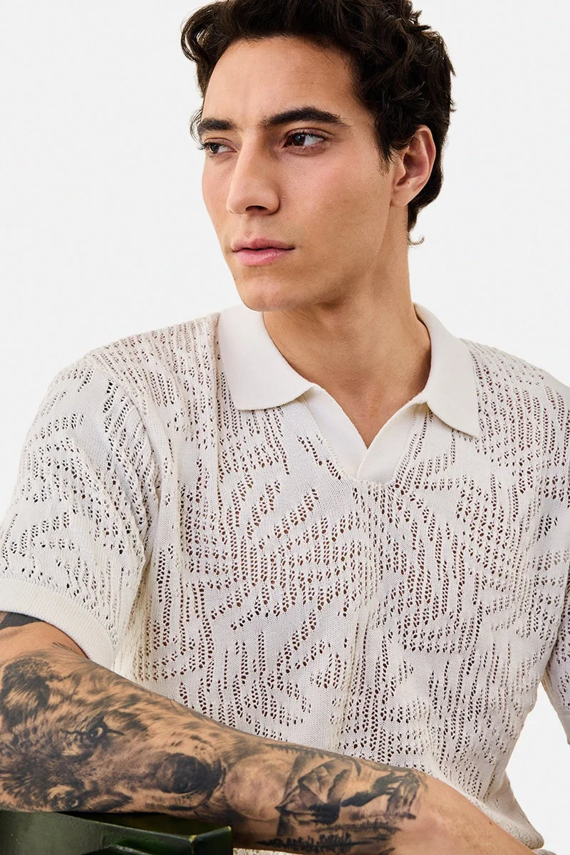 سنيتش Crochet Knit Polo T-Shirt
