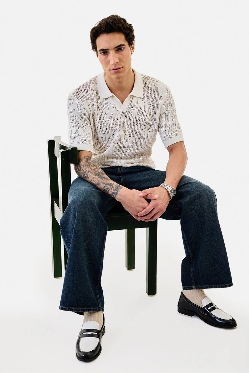 سنيتش Crochet Knit Polo T-Shirt