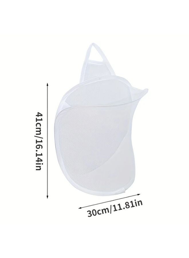 White Foldable Wall Hanging Laundry Basket Storage Hamper With Lid - Image 4