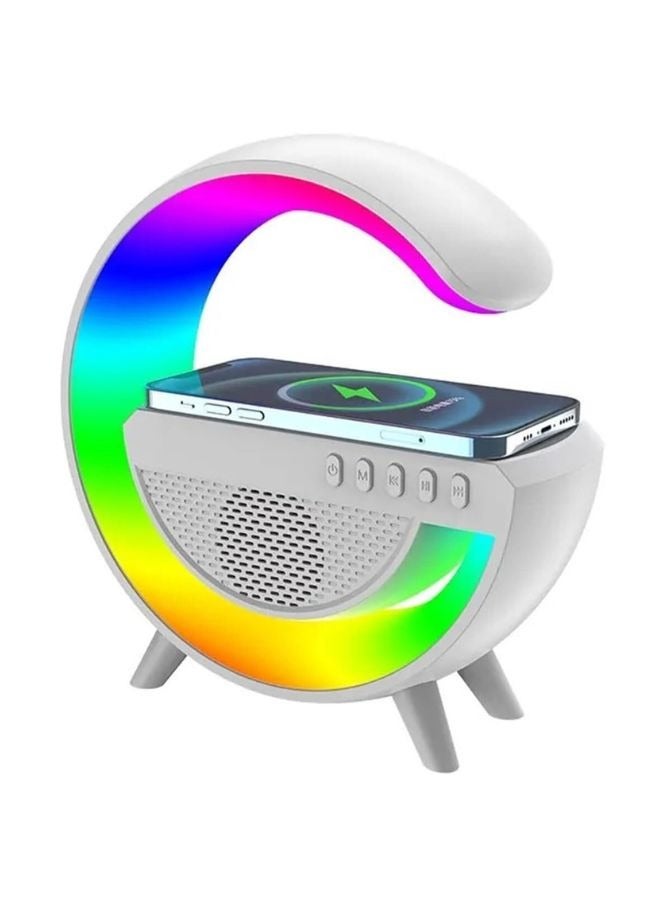 General LED Wireless Charger Ambience Light, Multifunctional Table Lamp Alarm Clock Bedside Night Light Smart Bluetooth Audio Lamp Suitable for Bedroom Home Decoration (White)  - Image 1