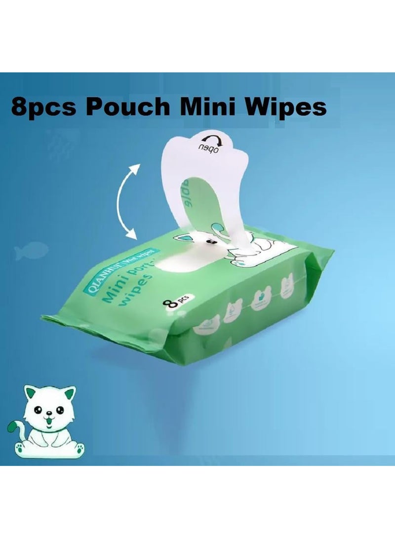مناديل مبللة صغيرة محمولة (Mini Portable Wipes) للأطفال - لطيفة وغير مهيجة للبشرة - عبوة جيب فردية (8 باكيت * 8 منديل) - مثالية للمدرسة، النزهات، والسفر. - Image 3