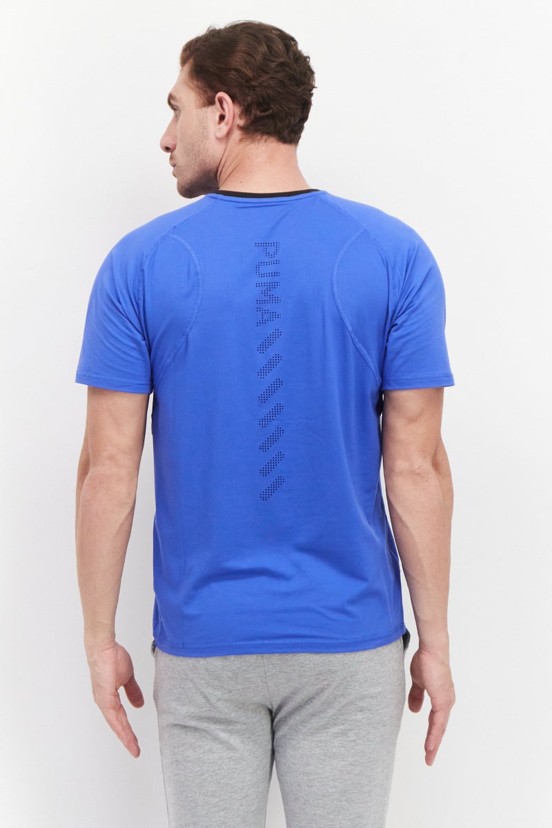 PUMA تي شيرت رياضي للرجال بأكمام قصيرة مناسب للجري، أزرق ملكي - Image 4