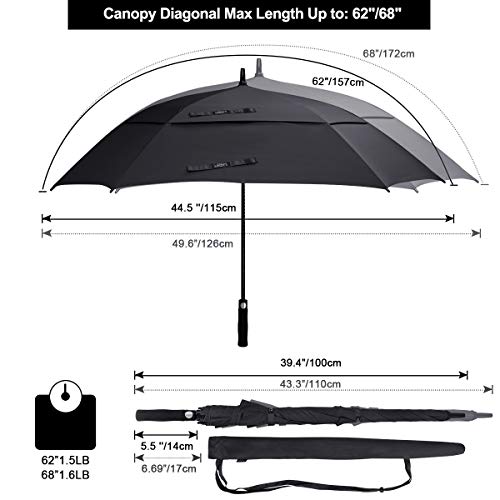 G4Free Extra Large Golf Umbrella 62 inch Square Vented Windproof Auto Open Double Canopy Oversized Stick Umbrella - Image 3